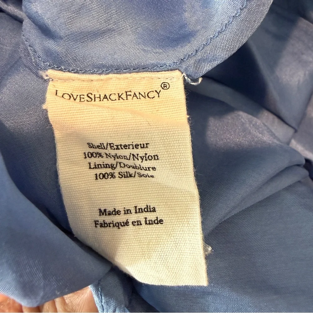 LoveShackFancy Avianna Dusty Blue Embroidered Tulle Maxi Dress